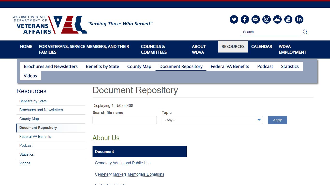 Document Repository | WDVA - Washington